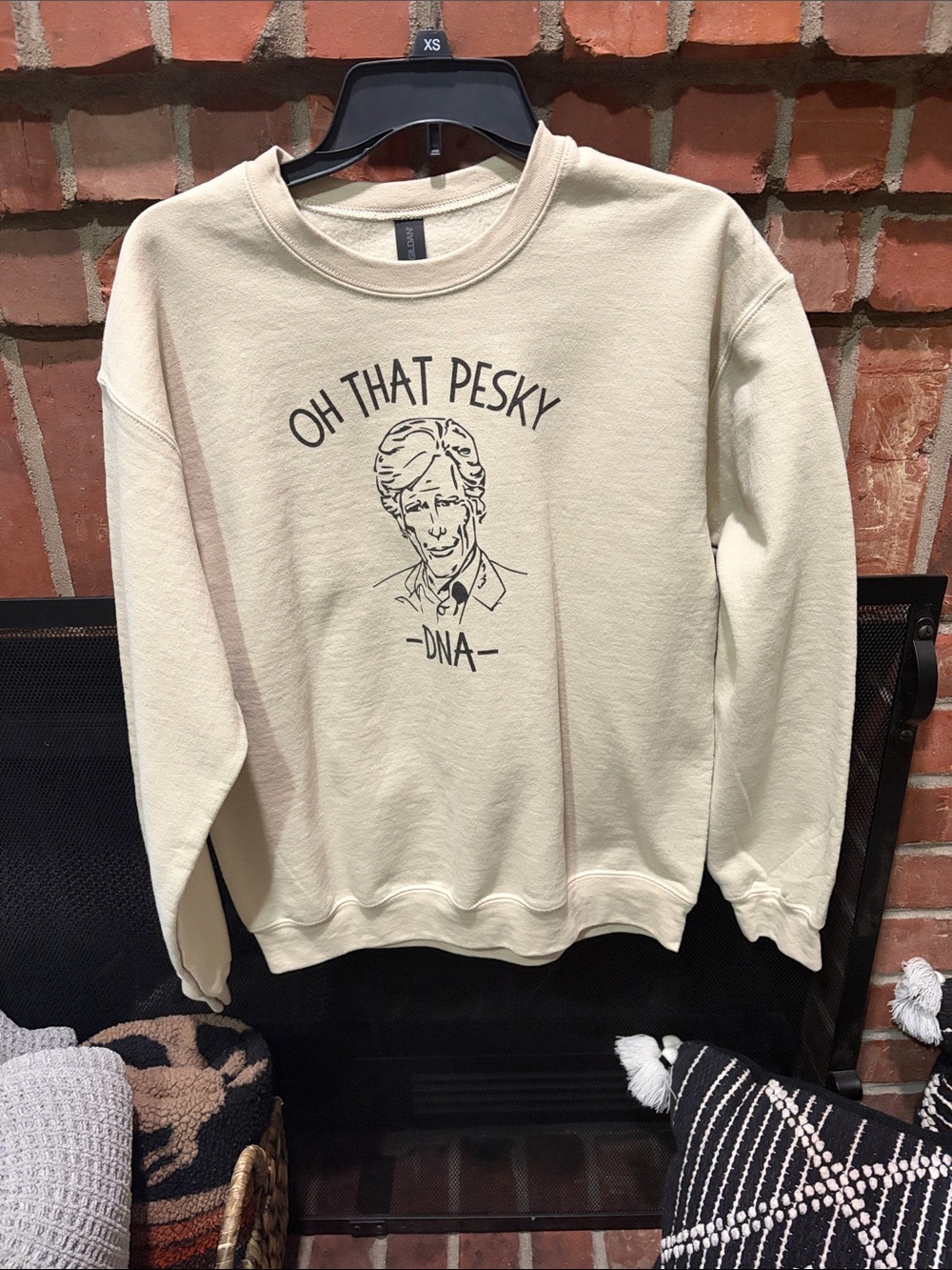 Gildan Cream Crewneck Sweatshirt with 'Oh That Pesky DNA' Graphic